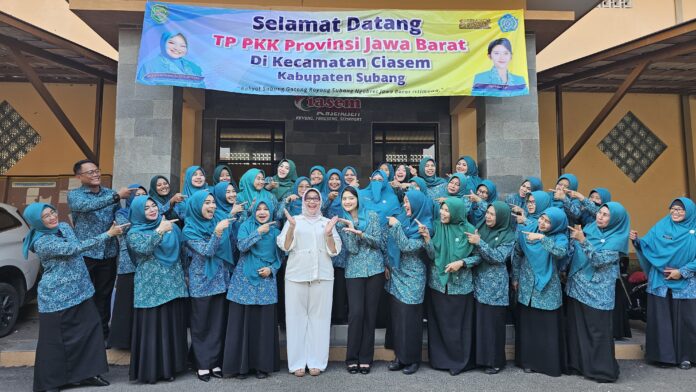 Ketua Tim Penggerak PKK Jawa Barat Siska Gerfianti berfoto bersama pengurus PKK
