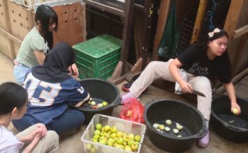 Sekelompok anak remaja sekolah belajar jadi junior keeper di Bandung Zoo ditemani kakak kakak Keeper